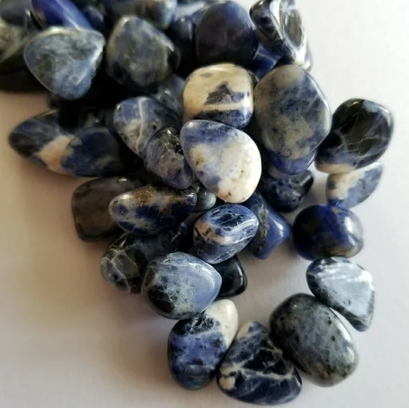 Relisted -Blue stones necklace Sodalite beads 925 silver - Picture 8 of 8